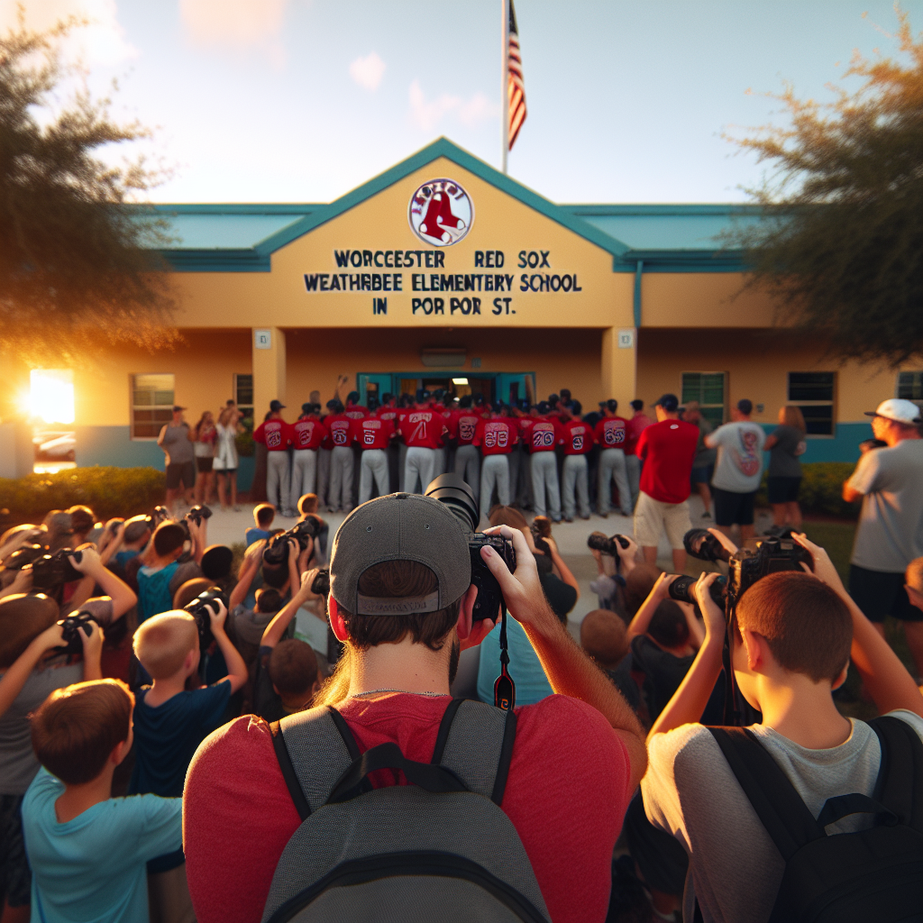 Worcester Red Sox Players Read with Weatherbee Students in Port St. Lucie